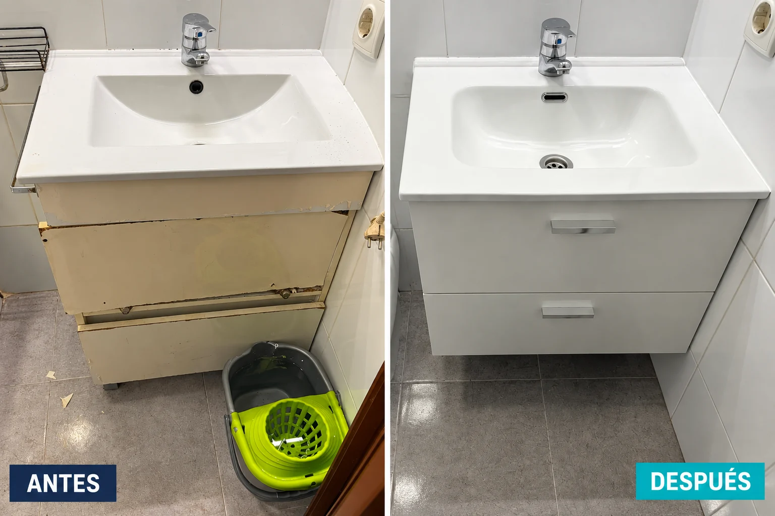 Renovación de mueble y lavabo: antes y después